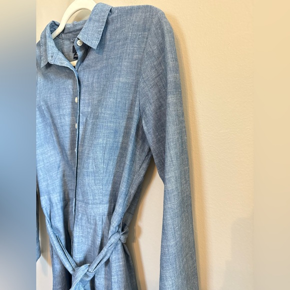 J. Crew • Chambray Tie Waist Shirt Dress Sz 4 Preppy Fall Casual - Picture 5 of 9